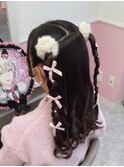 三つ編みハーフツイン