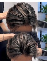 ステラ(STELLA)&nbsp;メンズ/バレイヤージュ/センターパート/ブリーチ＆ダブルカラー