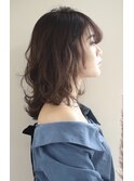 小顔外ハネミディアムアッシュ20代30代40代くびれミディ韓国ヘア