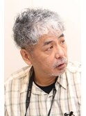 60代以上の方でもカッコいいグレーヘアーツーブロックパーマ
