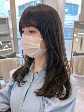 ポーチバイハニー オモテサンドウ(PORCH by HONEY omotesando) 大人可愛い20代30代40代内巻きレイヤー×オリーブベージュ