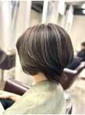 筋感ハイライトグレージュショートウルフレイヤー/亀戸