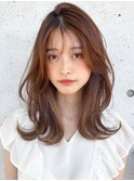 うる艶髪セミディイメチェンアンブレラカラー前髪ワンカール