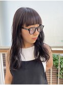 地毛風カラー×ぱっつん前髪