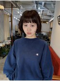 ミニボブ/ニュアンスパーマ/くせ毛/オリーブ/前髪カット