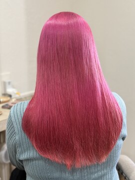 フルブルーム 東林間(fullbloom) ビビットピンクケアブリーチダブルカラーレイヤーカット