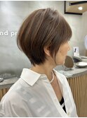 大人可愛い20代30代40代黒髪前下がりショートボブ丸みショート◎