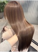 e64髪質改善ストレートブリーチなしココアベージュレイヤー