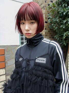 ルーム(Loom.) レイヤーボブ ブリーチなしダブルカラー レッドカラー