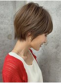 立川 に合わせショート ボブ ベージュ