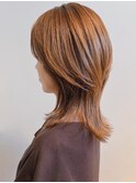 大人のウルフセミロングレイヤーロング/ハイトーンカラー