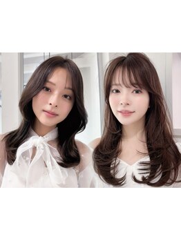 レングスを変えなくても顔周り/前髪で劇的に小顔にイメージを変える柔らかな韓国風顔周りレイヤー[大宮]