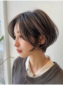 イメチェン　外はね　ボブ　美髪　ワイドバング　ブルーブラック