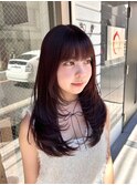 【qumu横浜】ミディアムレイヤー×チェリーレッド