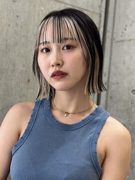 サンク 原宿 表参道(cinq) インナーカラーボブフェイスフレーミンググレージュベージュ30代