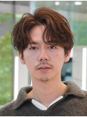 渋谷ツイストスパイラルパーマメンズパーマセンターパートウルフ