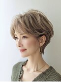 ミセスショートボブ白髪ぼかし脱白髪染め40代50代60代♪