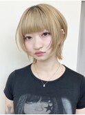 【morio原宿】ショートウルフブロンドカラー