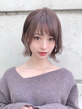 サンカク(SANKA KU) 流し前髪/ボブレイヤー/インナーカラー/ミルクティーグレージュ