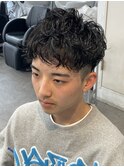 波巻きスパイラルツイストスパイラルパーマツーブロックマンバン