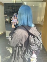 シィーム(cime) 水色カラー ブリーチカラー ダブルカラー マリンブルー