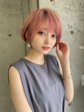 プアメリア 名古屋(Puamelia) 小顔★ショート/ボブ/前髪カット×ピンクベージュ[名古屋]