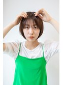 大人可愛いショート/小顔/ハイライト/白髪ぼかし/30代/40代