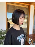 ボブ ミニマルボブ 切りっぱなしボブ チョコレートブラウン