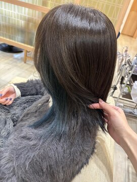 アドラーブル 長岡リップス旭岡店(adorable) インナーブルーカラー×暗髪グレージュ◎20代30代