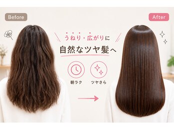 リカレ(Re:care)の写真/【忙しい大人女性必見】もう広がらない。朝ラクでキマる、ツヤ続く縮毛矯正