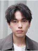 センターパートニュアンスパーマワンカールパーマ韓国コンマヘア
