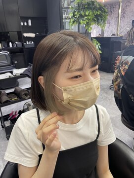 アローズ 久留米店(arose) ココアブラウン×テラコッタ大人可愛いミニボブ20代30代40代