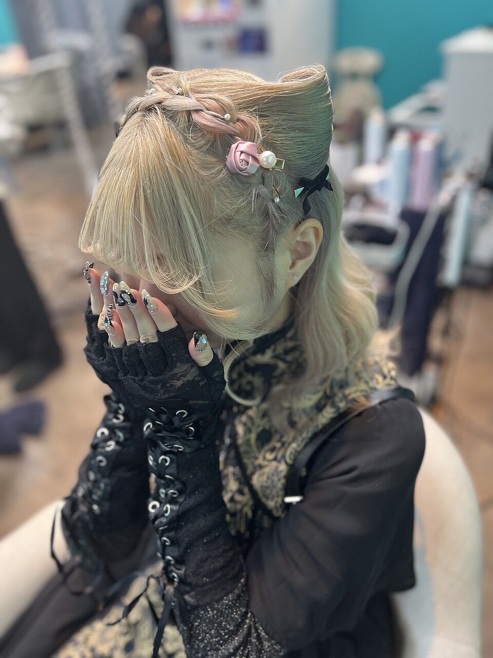 編みカチュ×猫耳ハーフ：L197278633｜リエラ 新宿(RIERA)のヘア