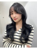 シーン(seen)&nbsp;【ダークグレージュ】小顔前髪くびレイヤーカット黒髪ネビージュ