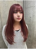 ミディアムレイヤーカット長めボブハイブリーチハイトーンカラー
