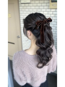ソノ(sono) ポニーテール　ベロアリボン　結婚式　ブライダル