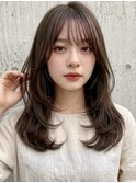 【顔まわりレイヤー】透明感カラー×小顔ミディ 薬院/今泉