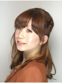巻き髪＋ハーフアップ