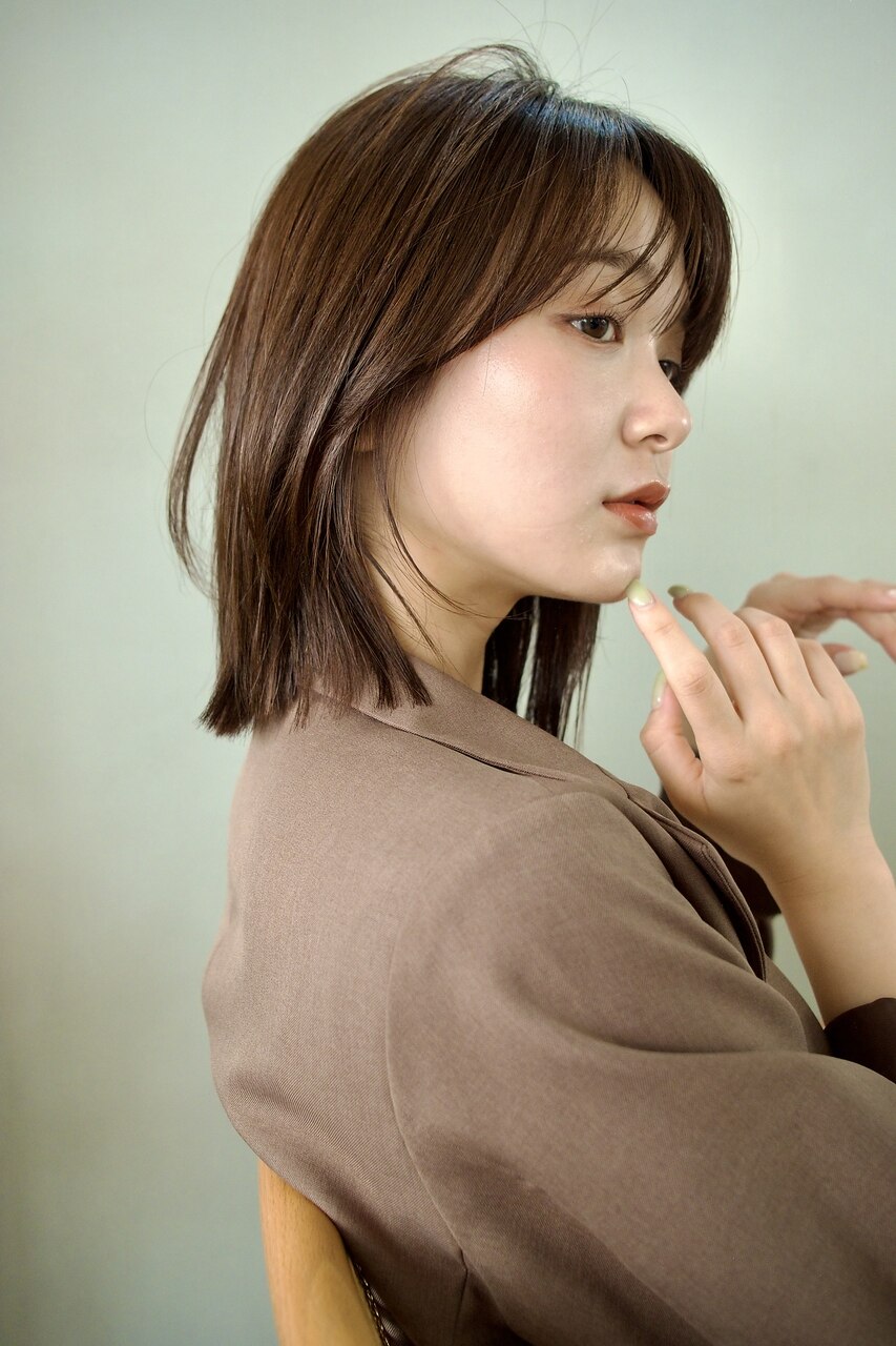 大人ボブ/シースルーバング/こなれミディアム/30代40代50代