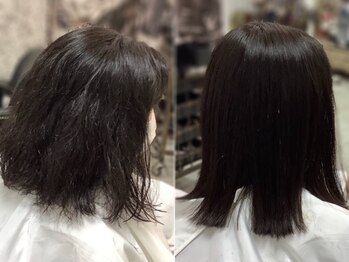 スワロ(SWARO)の写真/【西大路３分】低ダメージで圧倒的サラツヤ髪へ/髪質改善ストレートトリートメント/ダメージレス
