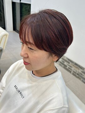 ヘアーアンドエステ ハラダ 滝ノ水店(Hair&Esthe Harada) 前下がりショート/ハイライトカラー/レッドカラー