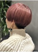 マッシュショート/アンブレラカラー/白髪ぼかし/ピンクベージュ