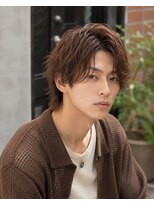 MEN's Baguz MEN'Sカット/ MEN'Sパーマ/ MEN'Sカラー 韓国風センターパート無造作ニュアンスパーマ束感レイヤーメンズ