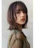 大人かわいい前髪セシルカットココアブラウンフリンジウェーブ