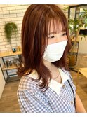 柔らかレッドブラウン！　シースルーバングゆるウェーブミディ