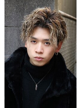 ネイビー(NAVY) 波巻きパーマLDHハイライトツイストスパイラルマッシュ