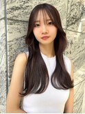 韓国ヘア ロングヘア レイヤーカット 前髪カット くびれ巻き