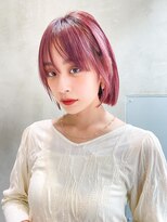 メーヴェ(Mowen) mowen 南堀 江 ボブ×ピンクベージュ×顔まわりレイヤー