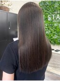 ストレート　艶トリートメント　オリーブアッシュ　ブリーチなし