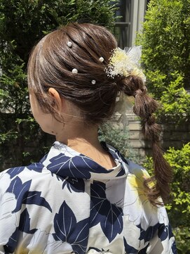 バサラ 大阪梅田店(VASARA) 浴衣ヘア　編み下ろし　推し活　ミディアム　ヘアメ　大阪